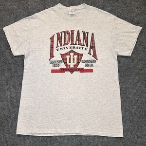 Vintage 90s Indiana Hoosiers‎ Shirt Size L University Logo White Graphic Tee